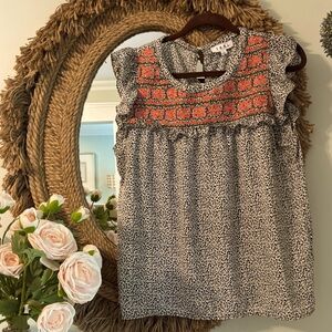 THML Sleeveless Embroidered Leopard Baby Doll TOP - L 🤍🤍🤍🤍